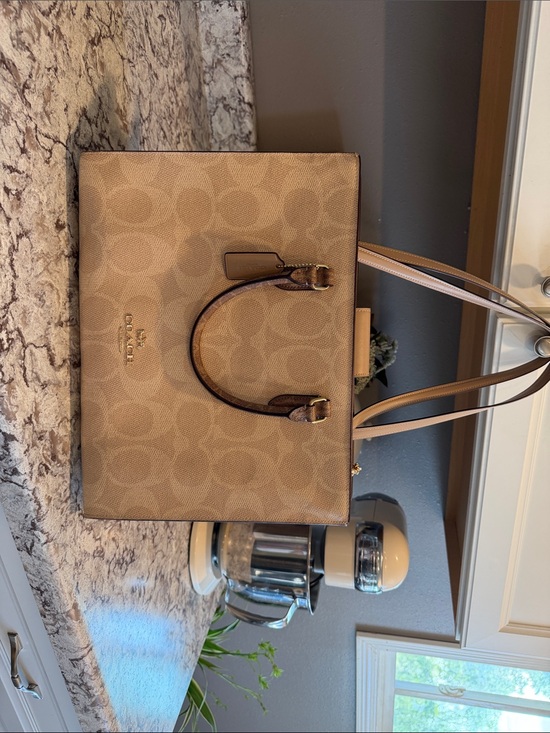 Coach Handbags - Coach Beige Signature Canvas Tote Bag - Coach